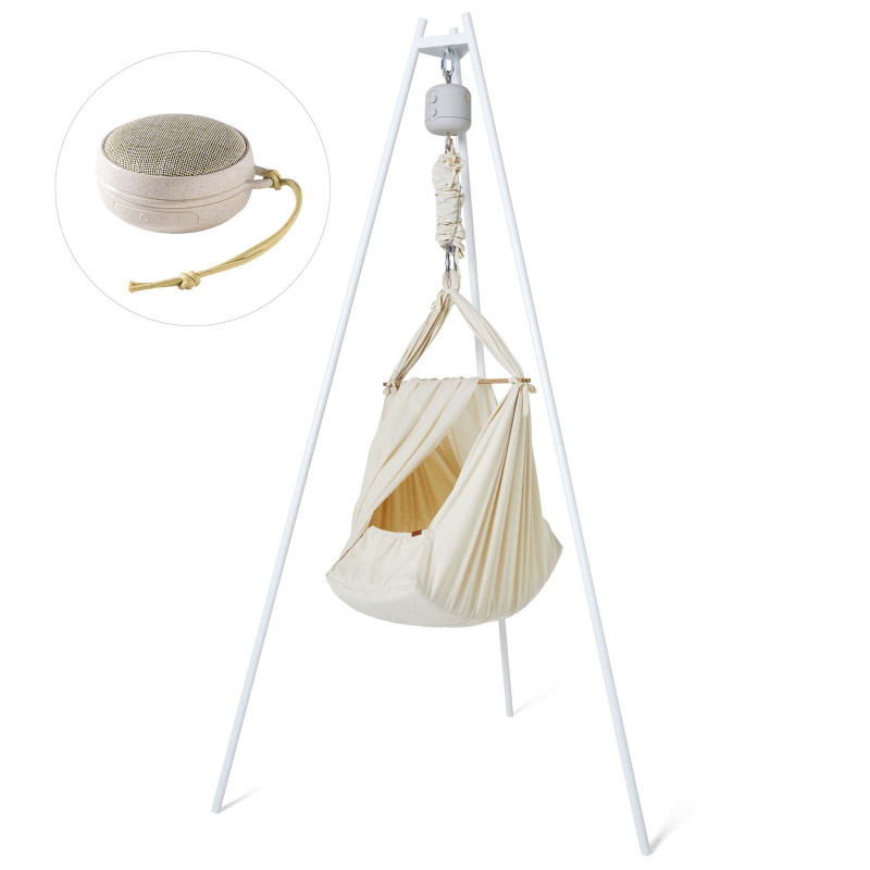 Detská závesná kolíska Membantu Premium Set 1 Nature s motorom a stojanom